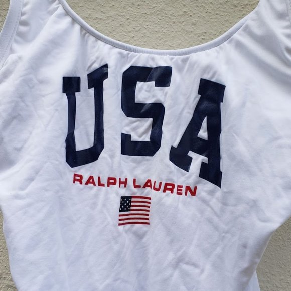 NEW Polo Ralph Lauren White USA One-Piece Swimsuit - Picture 4 of 6